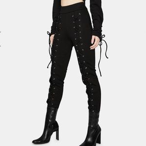 Black criss cross dolls kill pants